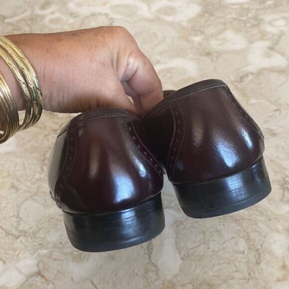 Vintage San Marino Classic Burgundy Leather Handmade Penny Loafers Size 8F - Picture 10 of 13